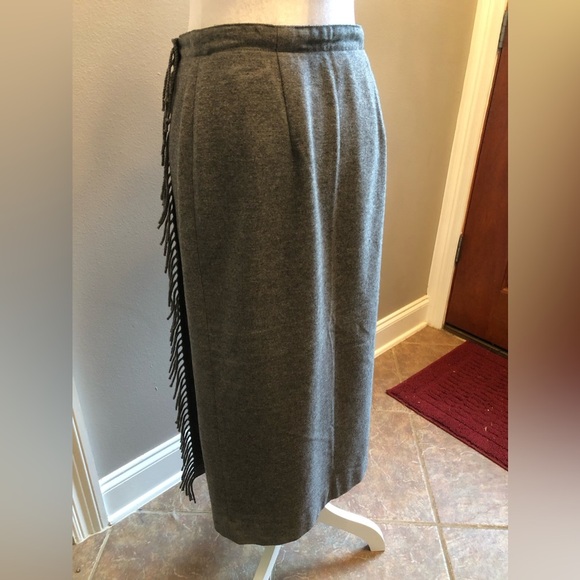 Vintage Lizwear Wool Blend Pewter Gray Wrap Skirt Size 8 - Picture 6 of 11